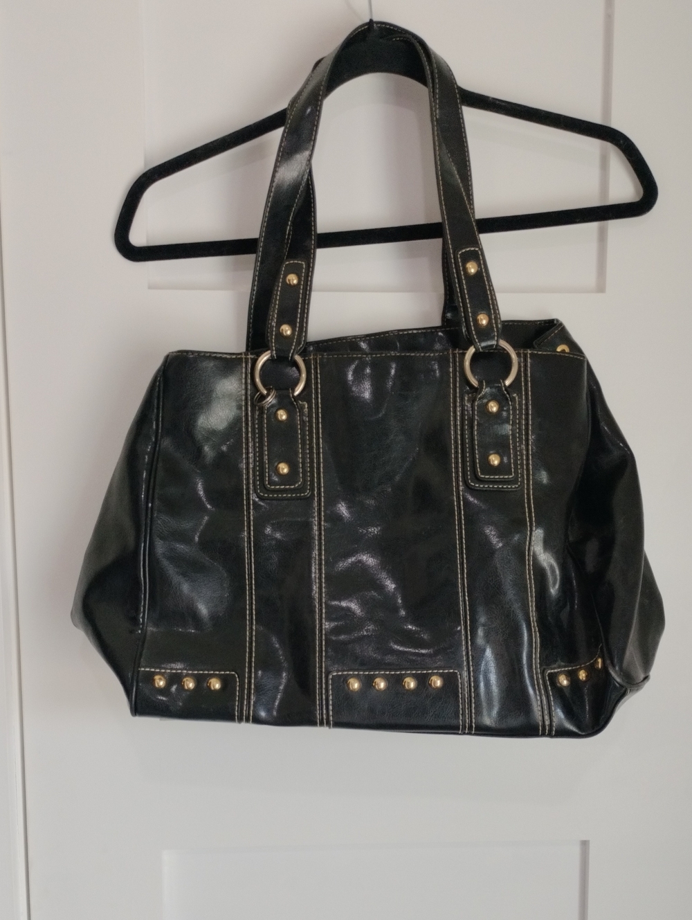 Source Unknown Black Shoulder Bag with Gold Hardware